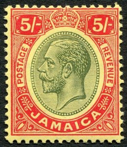 Jamaica 1919 5s green & red on yellow paper SG67 unused