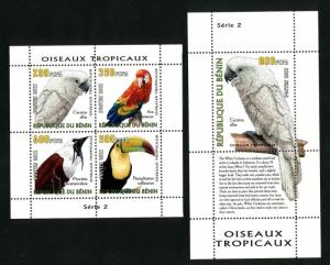 BENIN 2 SHEETS BIRDS PARROTS