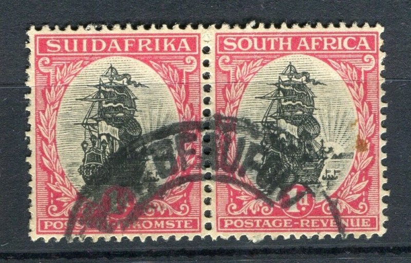 SOUTH AFRICA; 1920s-30s Dromedarius issue 1d. fine used POSTMARK Pair