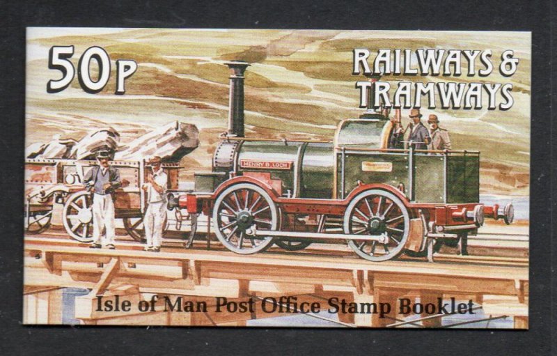 Isle of Man Sc 356a  b pane in complete 50p train stamp booklet mint NH