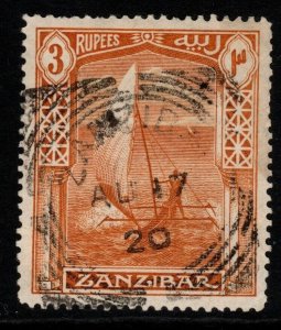 ZANZIBAR SG272 1914 3r ORANGE-BISTRE FINE USED