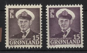 Greenland Grönland Scott #31, 31a King frederi MNh different shades