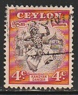 1950 Ceylon - Sc 307 - used VF - 1 single - Kandyan Dancer