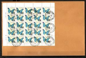 Guyana, Scott cat. 1812. Butterflies Revalued sheet of 25. First day cover. ^
