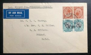 1933 Johannesburg South Africa First Flight Airmail Cover FFC To Durban Natal