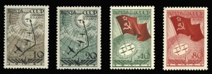 Russia #625-628 Cat$57.50, 1938 North Pole, set of four, never hinged