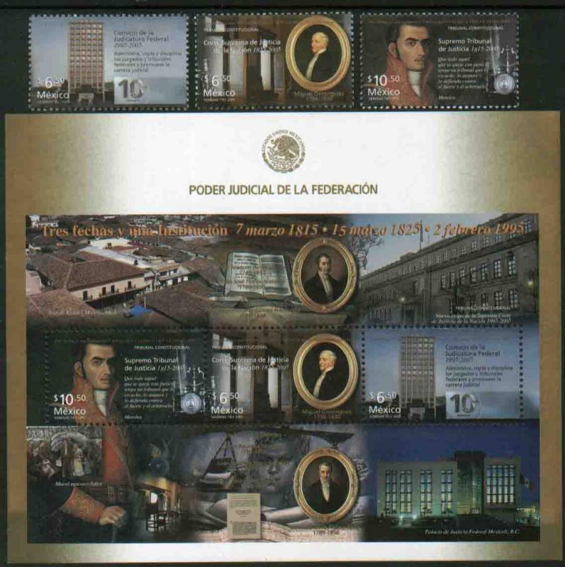 MEXICO 2476-2478a, Judicial Anniversaries - Three stamps & SS. MINT, NH. F-VF.