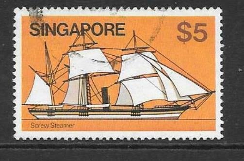 SINGAPORE SG376 1980 $10 SHIPS FINE USED