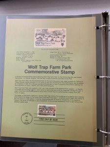 USPS Souvenir Page Scott 2018, 1982 wolf trap farm park stamps