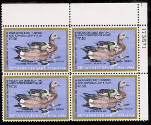 SCOTT #RW51 XF-SUP MINT PRISTINE OG NH 1984 DUCK STAMP PLATE BLOCK OF 4 #173871