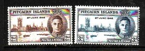 Pitcairn Is.-Sc#9-10- id2-unused hinge remnant KGVI set-Omnibus-Peace Issue-1946