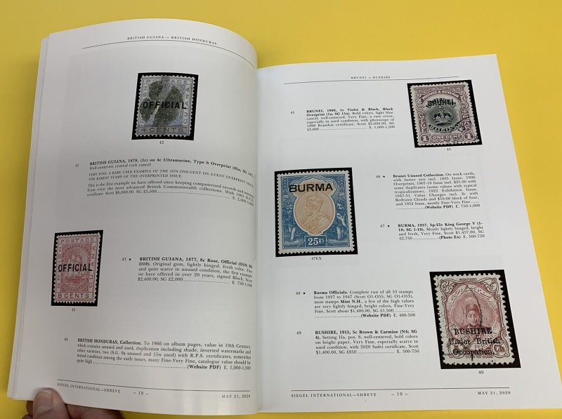 Worldwide Stamps and Postal History, Robert A. Siegel, Sale 1220, May 21, 2020