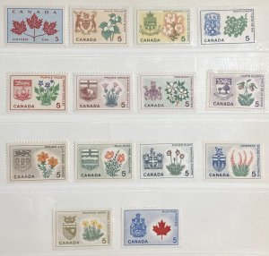 CANADA 1964-66 #417-429A Floral Emblems and Coats of Arms (Complete set) - MNH