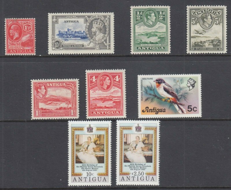 Antigua Sc 46//585 MLH. 1926-80 issues, 7 singles + 1 cplt set