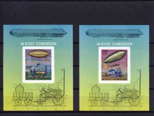 Comoro 1977  Trains/Zeppelins 6 SS Imperforated MNH Mi # Bl.84/89B