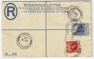 Nigeria 1926 Obubra cancel on uprated registry envelope to the U.S.