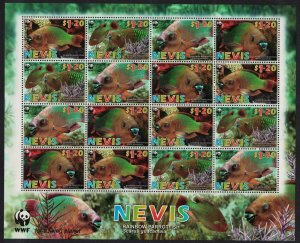 Nevis WWF Rainbow Parrotfish Sheetlet of 4 sets 2007 MNH SC#1510a-d