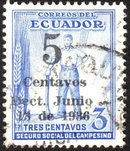 1936, Ecuador 5c, Used, Sc RA36