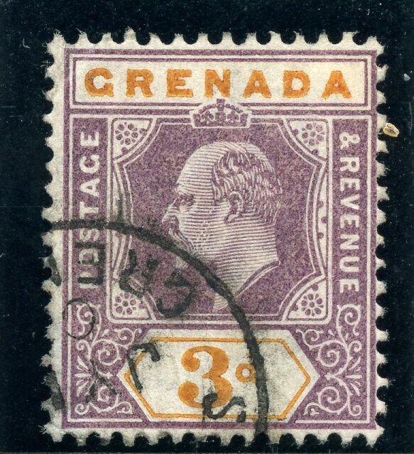 Grenada 1902 KEVII 3d dull purple & orange very fine used. SG 61. Sc 52.