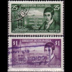 COLOMBIA 1958 - Scott# C309-10 IGY-Hypsometer Set of 2 Used