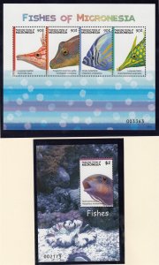 MICRONESIA Sc 472-43 NH MINISHEET+S/S OF 2007 - SEA LIFE - (JO23)