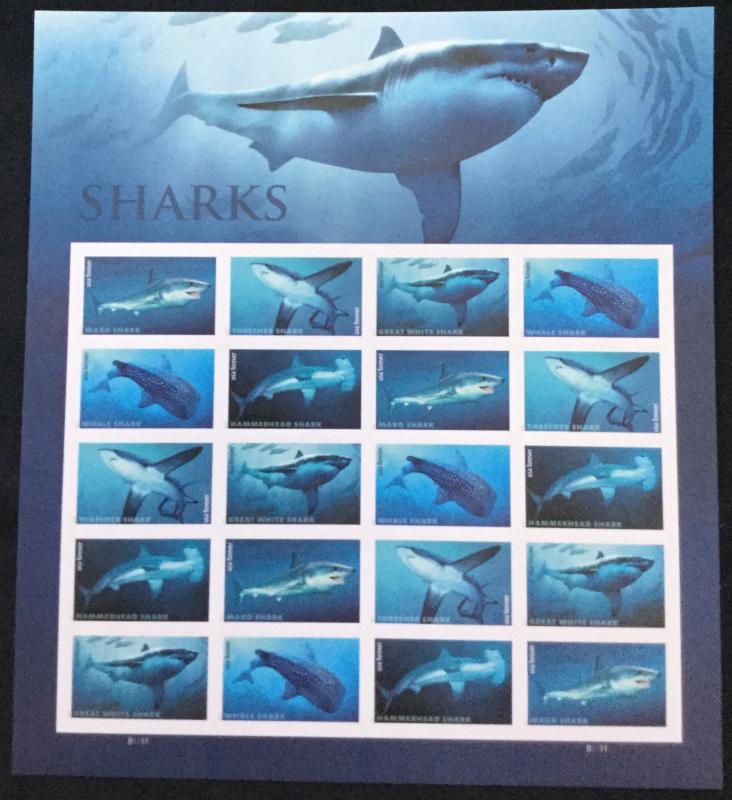 US #5223-5227 MNH Pane of 20 Sharks