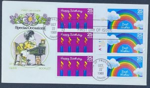 Scott 2396a   FDC  Happy Birthday/Best Wishes Block of 6  House of Farnam Cachet