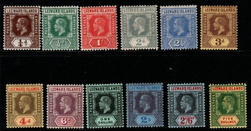 LEEWARD ISLANDS SG46/57a 1912-22 DEFINITIVE SET MTD MINT 