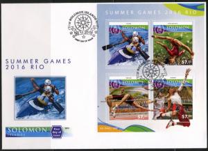 SOLOMON ISLANDS 2015 SUMMER GAMES RIO 2016 SHEET FIRST DAY COVER