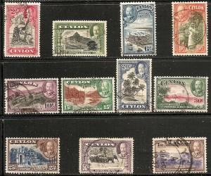 Ceylon 264-74 (SG 368/78) Used 1935-36 KGV Definitives