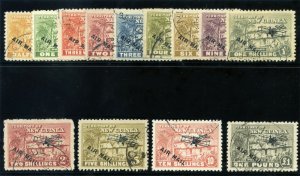 New Guinea 1931 KGV Air Mail set complete VFU. SG 137-149. Sc C1-C13.