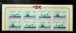 HUNGARY Sc 3409 NH ISSUE OF 1993 - BLOCK OF 8 - SHIPS - (JS23)