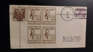 1933 USA Cover USS Ellis to Washington DC FDR Stamp Collector for President