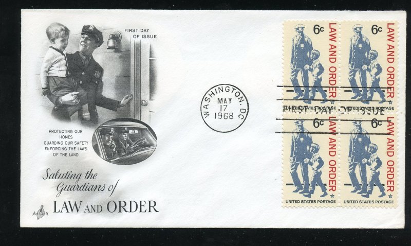 US 1343 Law and Order Issue Blk  UA ArtCraft FDC