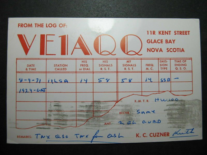 5740 Amateur Radio QSL Card Ice Bay Nova Scotia-