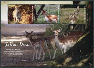 Antigua & Barbuda Stamps 2017 MNH Fallow Deer Wild Animals 3v M/S I