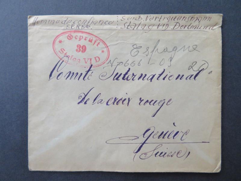 Germany WWII Stalag VI D POW Cover to Switzerland / Light Creasing - Z8094