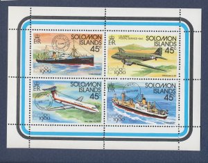 SOLOMON ISLANDS - Scott 425 - MNH S/S - ships, airplane, London'80 show - 1980