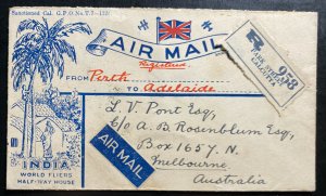 1929 Calcutta India First Flight Airmail cover FFC To Melbourne Australia