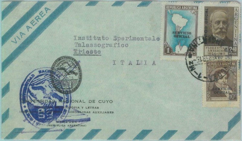 89557 - ARGENTINA - Postal History - OFFICIAL STAMPS on COVER to ITALY 1959