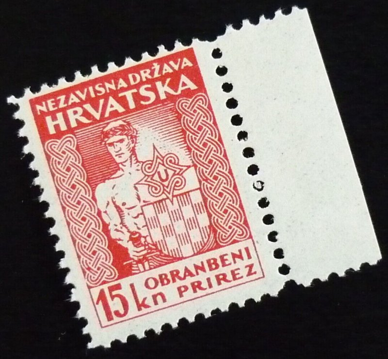 Croatia c1941 - NDH - WWII - OBRANBENI PRIREZ Revenue Stamp - 15 Kn US 18 