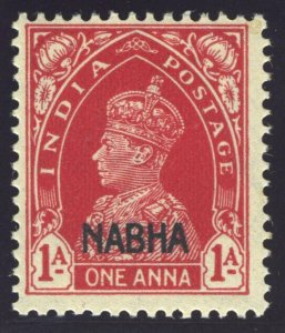 India - Nabha 1941 KGVI 1a carmine MLH. SG 98. Sc 90.