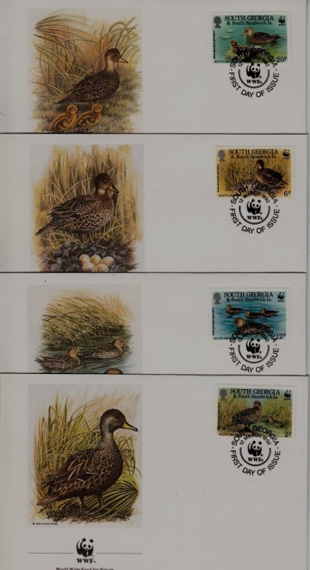 South Georgia 162-65 FDC WWF-92/Birds