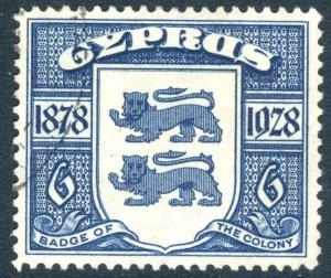 CYPRUS-1928 6 pi Blue Sg 128 FINE USED V18912