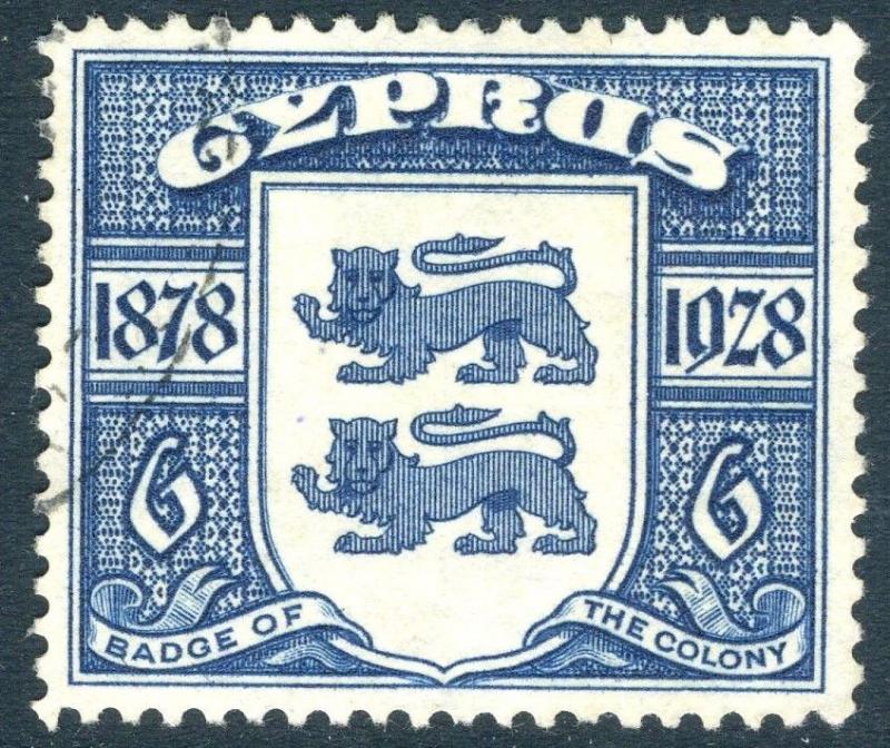 CYPRUS-1928 6 pi Blue Sg 128 FINE USED V18912