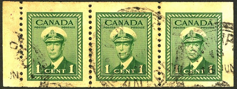 CANADA #249 USED STRIP OF 3