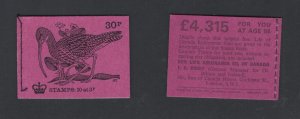 GB #DQ56 February 1971 30p British Birds Machin booklet  CV £2.75