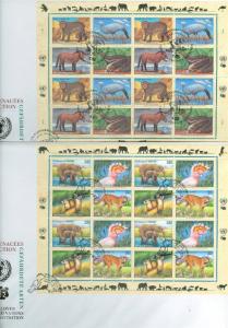 UNITED NATIONS 1997 ENDANGERED SPECIES  LOT 4 FIRST DAY COVERS SHEETS & BLOCK