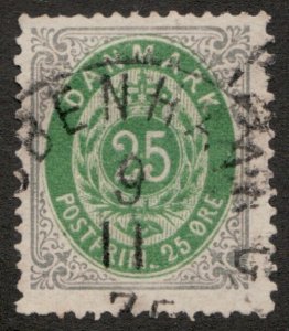 1880 Denmark Sc #32 - 25 Ore - Coat of Arms - Used Cv$40