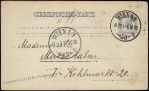 Austria Empire 10Kr Rohrpost Pneumatic Mail Postal Stationery Card G67600